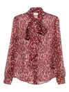 Saint Laurent Abstract-pattern Blouse In Red
