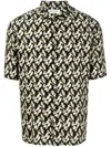 Saint Laurent Abstract-print Cotton Shirt In Black