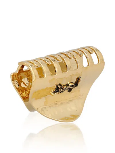 Saint Laurent Cassandre Claw Clip In Hammered Metal In Gold