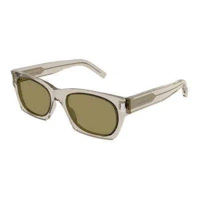 Saint Laurent Acetate Beige  Sunglasses In Gray