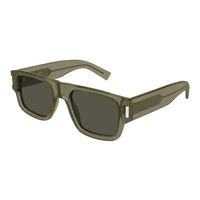 Saint Laurent Acetate Brown  Sunglasses In Green