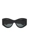 Saint Laurent Curved Arm Oval Frame Sunglasses In Black