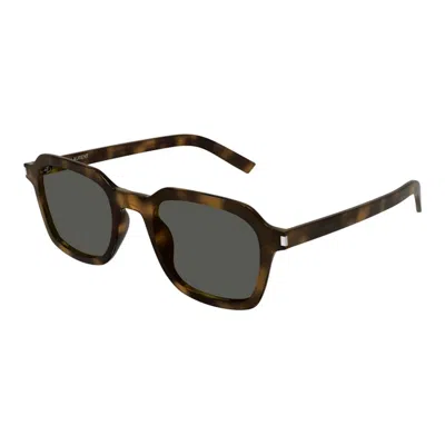 Saint Laurent Acetate Havana Sunglasses In Brown