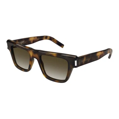 Saint Laurent Acetate Havana Sunglasses In Brown