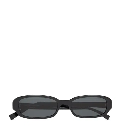 Saint Laurent Acetate Oval Sunglasses In Black