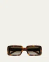 Saint Laurent Acetate Rectangle Sunglasses In Brown