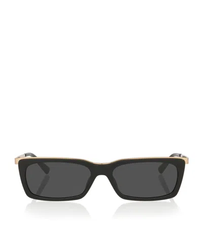 Saint Laurent Acetate Rectangle Sunglasses In Gold