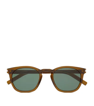 Saint Laurent Acetate Round Sunglasses In Brown