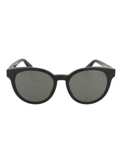 Saint Laurent Acetate Round/oval Unisex Sunglasses In Black