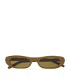 Saint Laurent Oval Frame Sunglasses With Engraved Temples In Brown