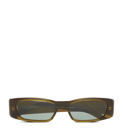Saint Laurent Acetate Sl 942 Rectangle Sunglasses In Green