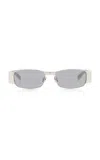 Saint Laurent Rectangle Sunglasses In Silver