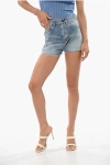 Saint Laurent Acid Wash Effect Frayed Hem Shorts In Blue