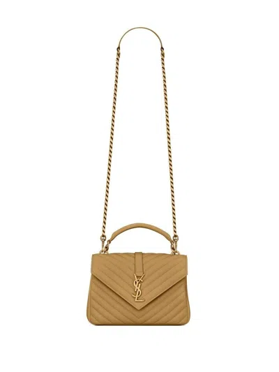 Saint Laurent Elegant Chevron-quilted Lambskin Shoulder Bag 17x24x7cm In Olive