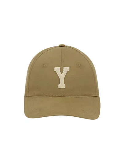 Saint Laurent Adjustable Cotton Cap With Patch Detail In Green