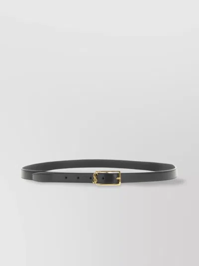 Saint Laurent Adjustable Gold-tone Buckle Single Loop Belt In Black