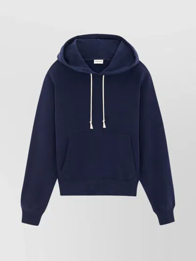 Saint Laurent Midnight Blu Cotton Sweatshirt In Black