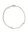 Saint Laurent Adjustable Interlocking Charm Ring With Rhinestones In Silver