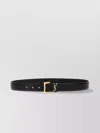 Saint Laurent Black Cassandre Buckle Textured Belt