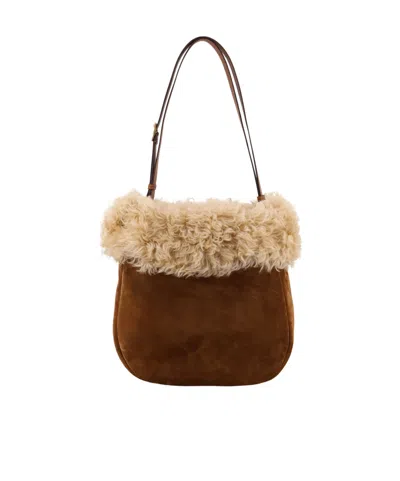 Saint Laurent Adjustable Shoulder Strap Shoulder Bag In Brown