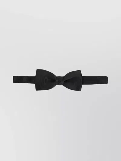 Saint Laurent Adjustable Strap Silk Bow Tie In Black