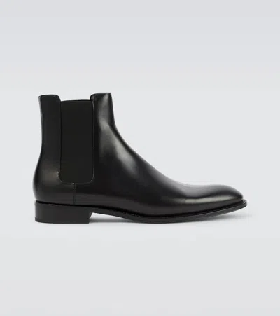 Saint Laurent Adrien Leather Chelsea Boots In Black