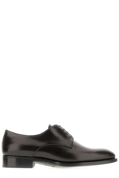 Saint Laurent Leather Adrien Derby Shoes In Black