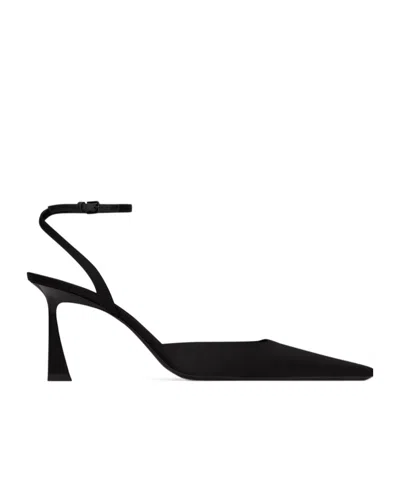 Saint Laurent Aimée Slingback Pumps In Satin Crepe In Black