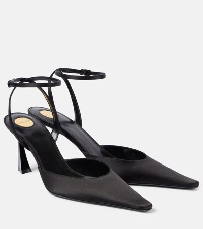 SAINT LAURENT AIMÉE 75 SATIN SLINGBACK PUMPS