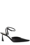 Saint Laurent Aimee Leather-trimmed Satin Pumps In Nero/nero