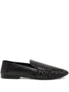 Saint Laurent Leather Alain Loafers Featuring Ruched Detailing In Black