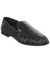 Saint Laurent Leather Alain Loafers Featuring Ruched Detailing In Black