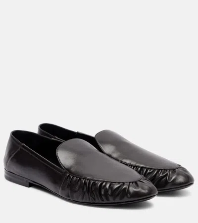 Saint Laurent Alain Leather Loafers In Black
