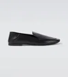 Saint Laurent Alain Leather Slippers In Black