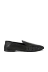 Saint Laurent Leather Alain Loafers Featuring Ruched Detailing In Black