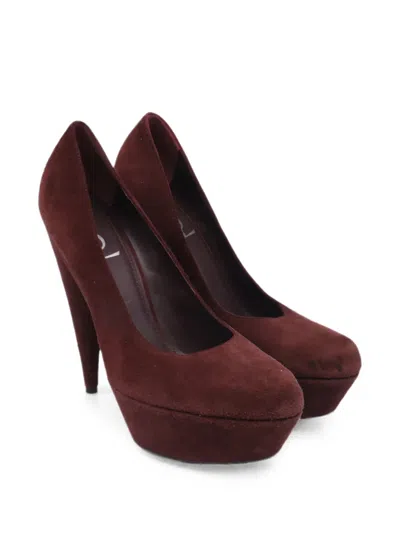 Pre-owned Saint Laurent Aliama Platform Pumps In Red