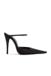 Saint Laurent Alice Mule Pump In Nero & Crystal