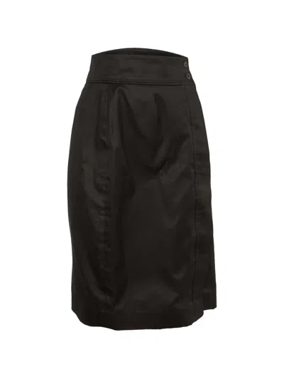 Pre-owned Saint Laurent A-line Button-front Skirt In Black
