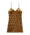 Saint Laurent Heart Print Velvet Mini Slipdress In Yellow