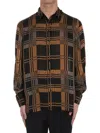 Saint Laurent All-over Patterned Button-up Shirt In Noir Caramel