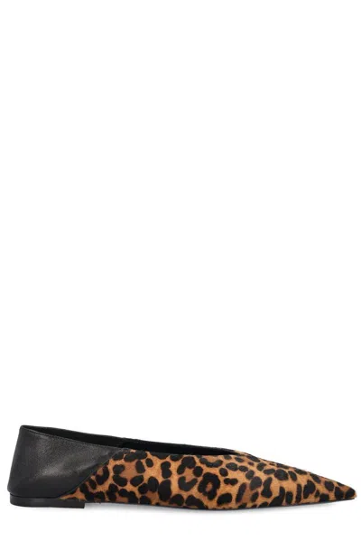 Saint Laurent All-over Patterned Pointed Toe Flat Shoes