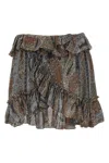 Saint Laurent All Over Print Skirt In Brown