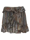 Saint Laurent Minigonna In Georgette Stampato  Donna In Multicolor