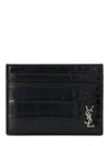 Saint Laurent Alligator Leather Card Holder In Black