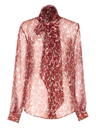 SAINT LAURENT ALL-OVER PRINT BOW-DETAIL BLOUSE