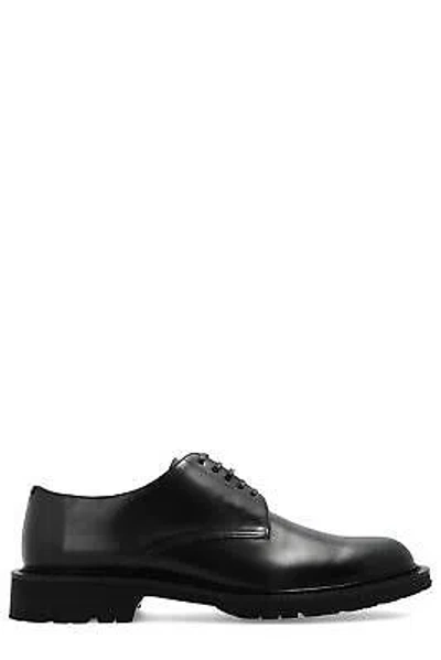 Pre-owned Saint Laurent Almond-toe Lace-up Flat Shoes In Black