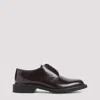 Saint Laurent Black Leather Lace Up Shoes In Dark Wine