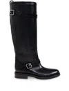 Saint Laurent Biork Leather Buckle Biker Boots In Black