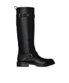 Saint Laurent Biork Leather Buckle Biker Boots In Black