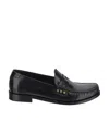 Saint Laurent Almond-toe Leather Loafers In Black